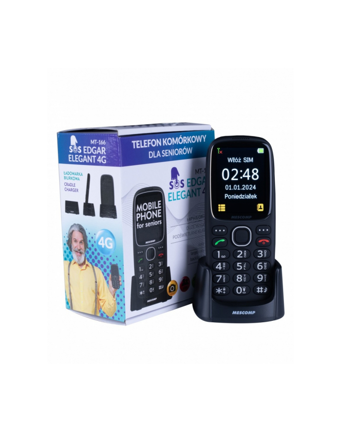 mesmed Telefon komórkowy dla seniorów Mescomp MT-166 Edgar Elegant 4GB główny