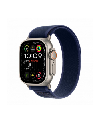 apple Watch Ultra 2 GPS + Cellular, koperta 49 mm z tytanu w kolorze naturalnym z opaską Trial S/M w kolorze niebieskim