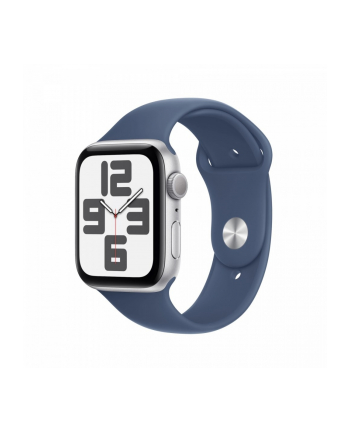 apple Watch SE GPS, koperta 40 mm z aluminium w kolorze srebrnym z paskiem sportowy w kolorze denim - rozmiar S/M