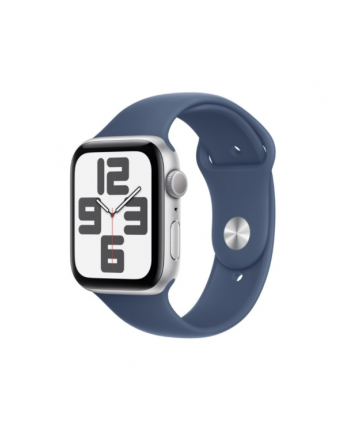 apple Watch SE GPS, koperta 40 mm z aluminium w kolorze srebrnym z paskiem sportowy w kolorze denim - rozmiar S/M