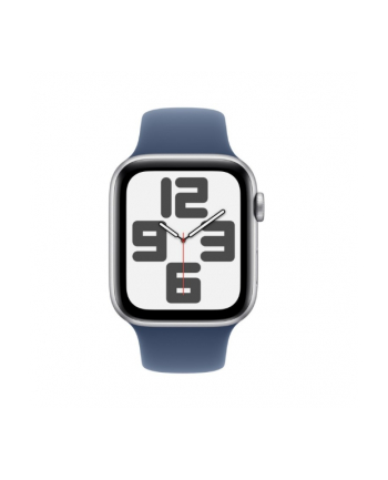 apple Watch SE GPS, koperta 40 mm z aluminium w kolorze srebrnym z paskiem sportowy w kolorze denim - rozmiar S/M