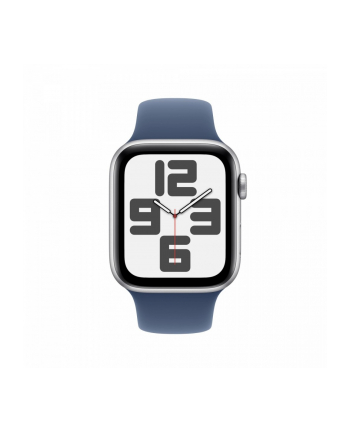 apple Watch SE GPS, koperta 40 mm z aluminium w kolorze srebrnym z paskiem sportowy w kolorze denim - rozmiar M/L