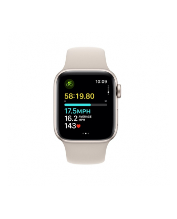 apple Watch SE GPS, koperta 40 mm z aluminium w kolorze księżycowej poświaty z paskiem sportowym w kolorze księżycowej poświaty - rozmiar S/M