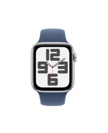 apple Watch SE GPS, koperta 44 mm z aluminium w kolorze srebrnym z paskiem sportowym w kolorze denim - rozmiar M/L