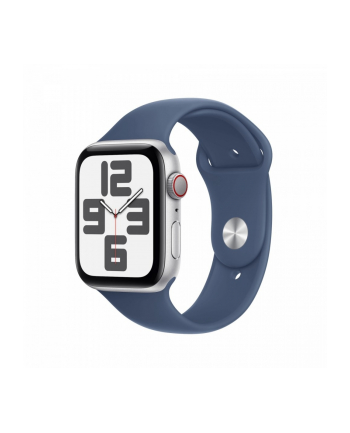 apple Watch SE GPS + Cellular, koperta 40 mm z aluminium w kolorze srebrnym z paskiem sportowym w kolorze denim - rozmiar S/M