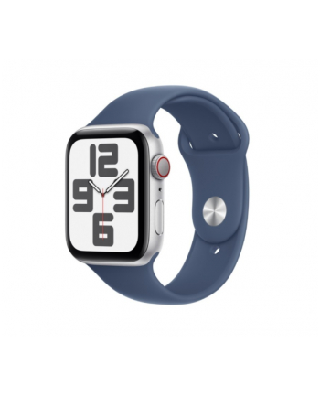 apple Watch SE GPS + Cellular, koperta 40 mm z aluminium w kolorze srebrnym z paskiem sportowym w kolorze denim - rozmiar S/M