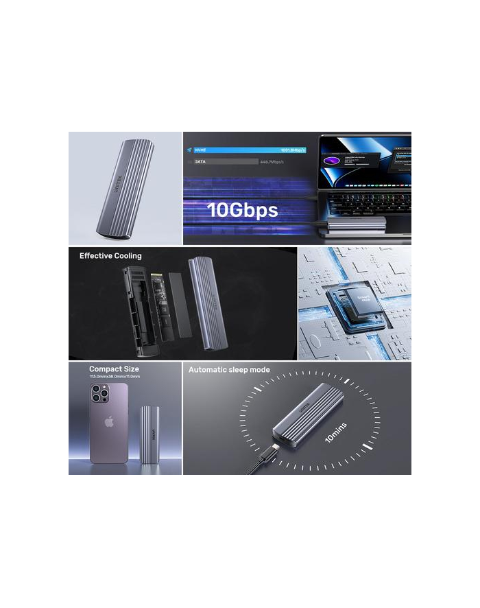 UNITEK OBUDOWA DYSKU M2 PCIE NVME, USB-C 10GBPS, ALUMINIOWA główny