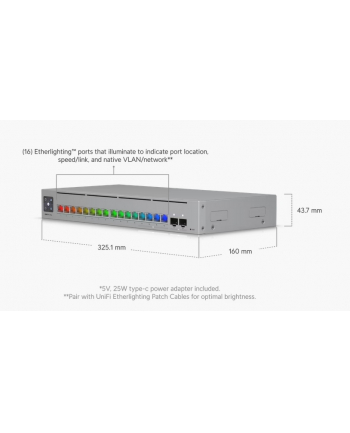 Ubiquiti Pro Max 16 L3 25G Ethernet (100/1000/2500) 1U Szary