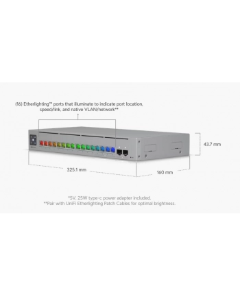 Ubiquiti Pro Max 16 L3 25G Ethernet (100/1000/2500) 1U Szary