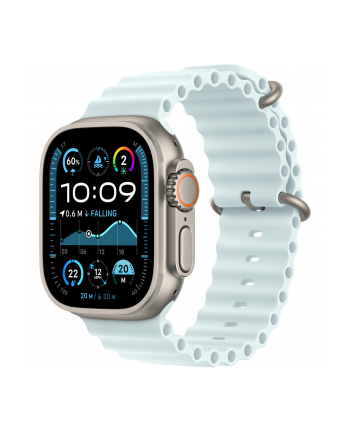 APPLE 49mm Ice Blue Ocean Band Extension - Natural Titanium Finish