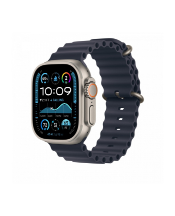 APPLE 49mm Navy Ocean Band - Natural Titanium Finish