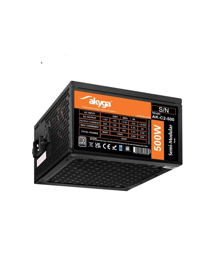 AKYGA Zasilacz ATX 500W AK-C2-500 Semi-Modular P4+4 2x PCI-E 6+2 pin 4x SATA 2x Molex FAN 12cm główny