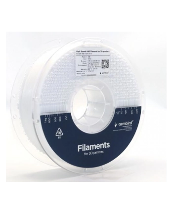 GEMBIRD Filament ABS High Speed biały 1.75mm 1kg