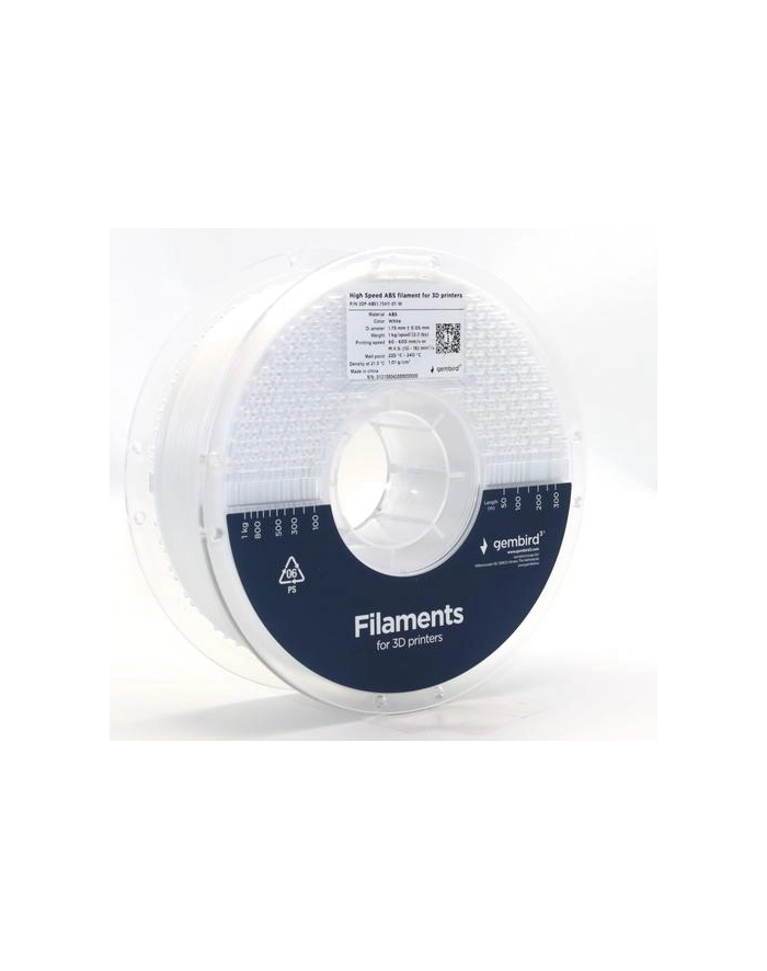 GEMBIRD Filament ABS High Speed biały 1.75mm 1kg główny