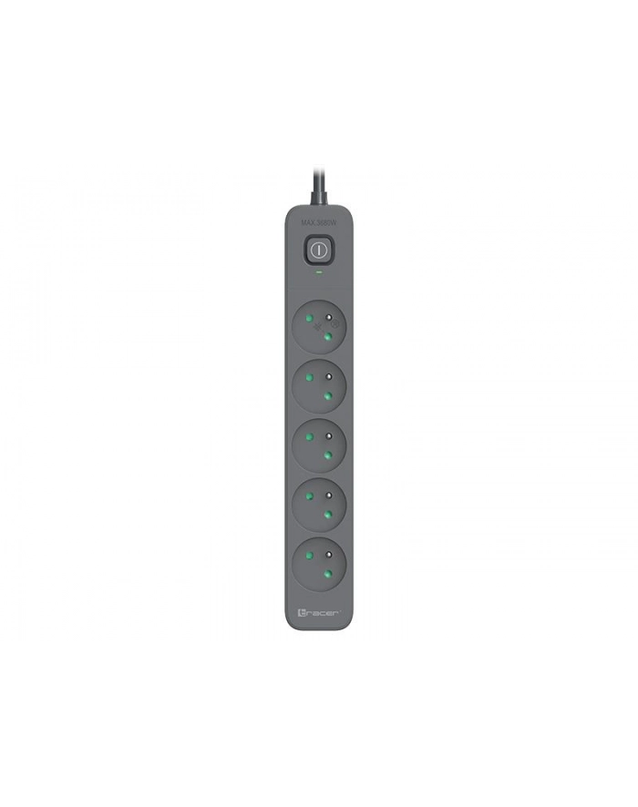 TRACER Listwa zasilająca antyprzepięciowa Power Line+ 3m Graphite 5 gniazd główny