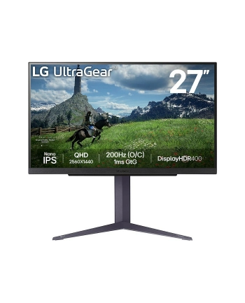 lg electronics Monitor 27 cali 27GS85Q-B QHD UltraGear 100Hz, 1ms, 400cd, HDMI, DP, USB, Pivot, HAS