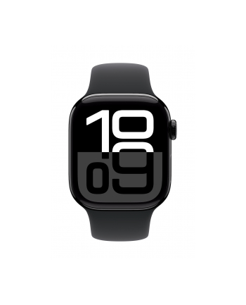 apple Watch Series 10 GPS, koperta 42 mm z aluminium w kolorze onyksu z paskiem sportowym w kolorze czarnym - rozmiar S/M