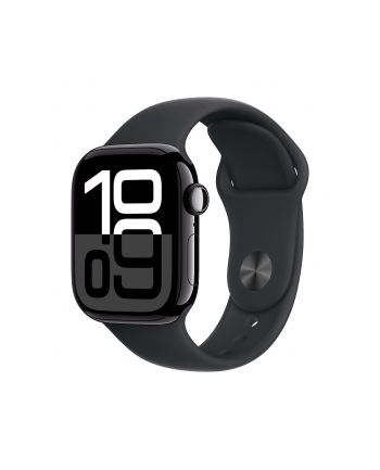 apple Watch Series 10 GPS, koperta 42 mm z aluminium w kolorze onyksu z paskiem sportowym w kolorze czarnym - rozmiar M/L