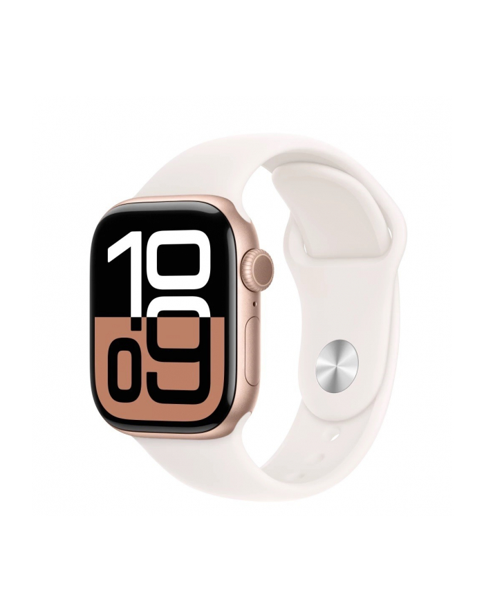 apple Watch Series 10 GPS, koperta 42 mm z aluminium w kolorze różowego złota z paskiem sportowym w kolorze łagodnego różu - rozmiar S/M główny