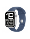 apple Watch Series 10 GPS, koperta 46 mm z aluminium w kolorze srebrnym z paskiem sportowym w kolorze denim - rozmiar M/L - nr 1