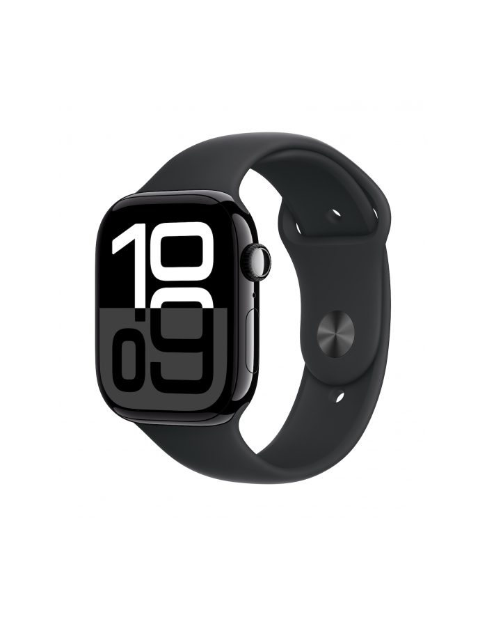 apple Watch Series 10 GPS, koperta 46 mm z aluminium w kolorze onyksu z paskiem sportowym w kolorze czarnym - rozmiar S/M główny