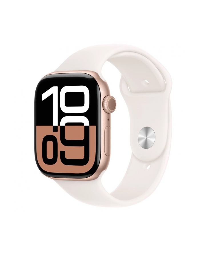 apple Watch Series 10 GPS, koperta 42 mm z aluminium w kolorze różowego złota z paskiem sportowym w kolorze łagodnego różu - rozmiar S/M główny