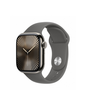 apple Watch Series 10 GPS + Cellular, koperta 42 mm z tytanu w kolorze naturalnym z paskiem sportowym w kolorze górskiej szarości - rozmiar S/M