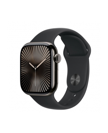 apple Watch Series 10 GPS + Cellular, koperta 42 mm z tytanu w kolorze łupkowym z paskiem sportowym w kolorze czarnym - rozmiar M/L