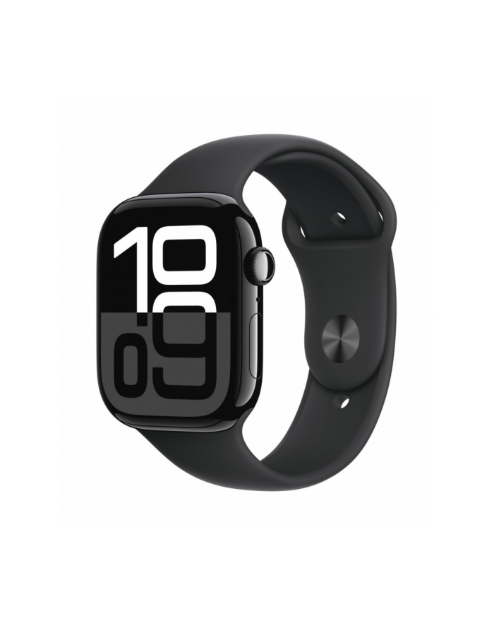 apple Watch Series 10 GPS + Cellular, koperta 46 mm z aluminium w kolorze onyksu z paskiem sportowym w kolorze czarnym - rozmiar M/L główny