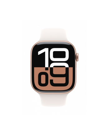 apple Watch Series 10 GPS + Cellular, koperta 46 mm z aluminium w kolorze różowego złota z paskiem sportowym w kolorze łagodnego różu - rozmiar M/L