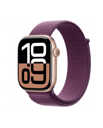 apple Watch Series 10 GPS + Cellular, koperta 46 mm z aluminium w kolorze różowego złota z opaską sportową w kolorze dojrzałej śliwki nr 1