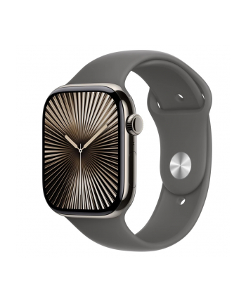 apple Watch Series 10 GPS + Cellular, koperta 46 mm z tytanu w kolorze naturalnym z paskiem sportowy w kolorze górskiej szarości - rozmiar M/L