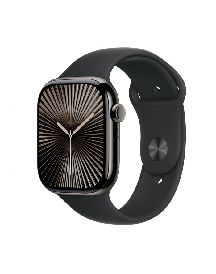 apple Watch Series 10 GPS + Cellular, koperta 46 mm z tytanu w kolorze łupkowym z paskiem sportowym w kolorze czarnym - rozmiar S/M główny