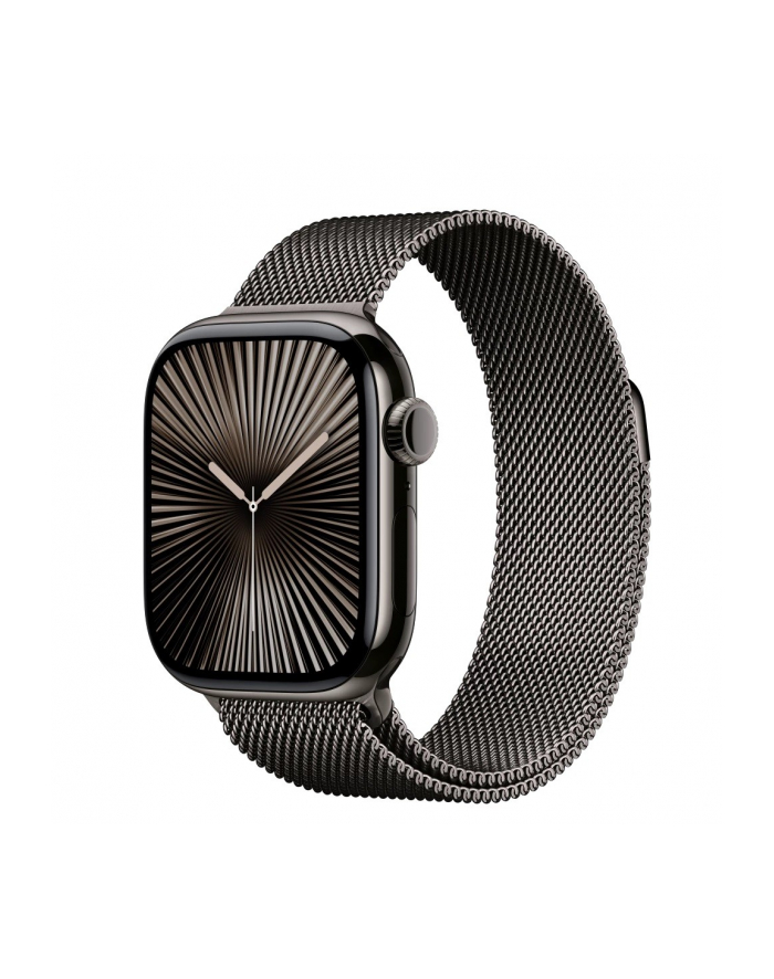 apple Watch Series 10 GPS + Cellular, koperta 42 mm z tytanu w kolorze łupkowym z bransoletą mediolańską w kolorze łupkowym główny