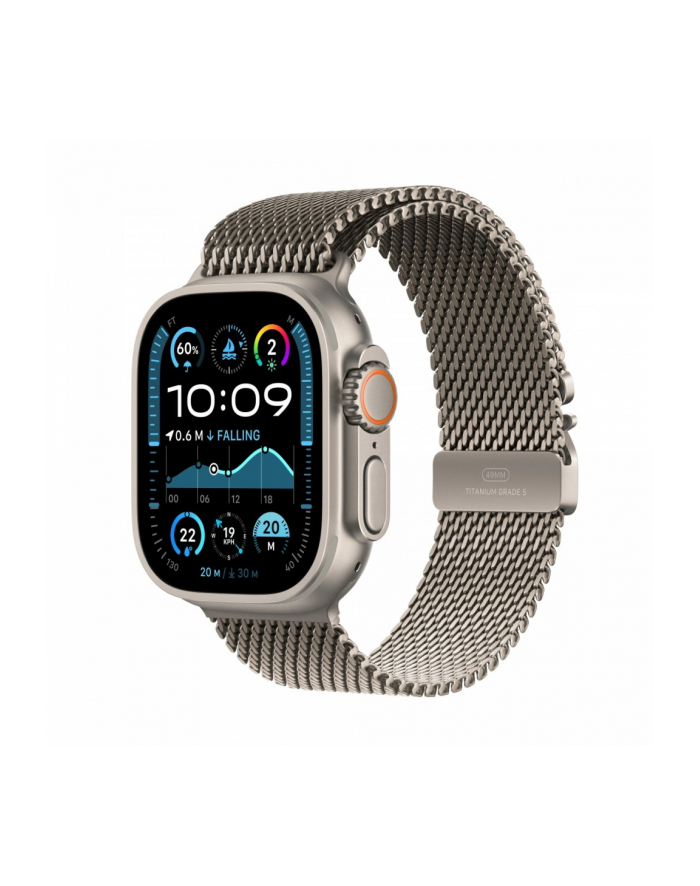 apple Watch Ultra 2 GPS + Cellular, koperta 49 mm z tytanu w kolorze naturalnym z bransoletą mediolańską M z tytanu w kolorze naturalnym główny