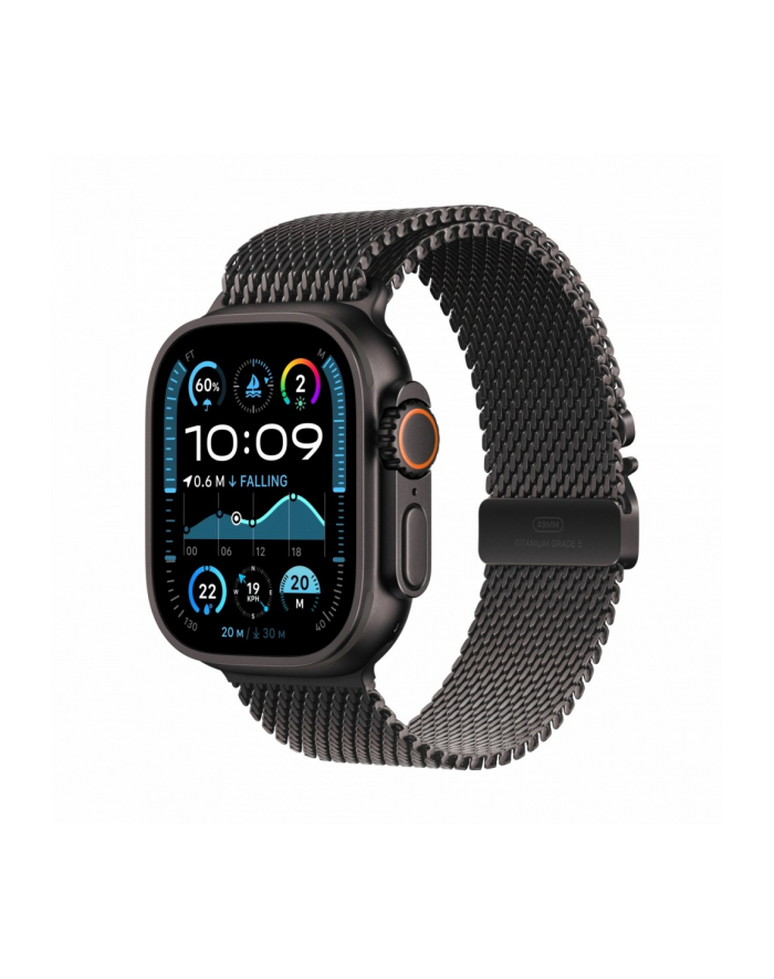 apple Watch Ultra 2 GPS + Cellular, koperta 49 mm z tytanu w kolorze czarnym z bransoletą mediolańską M z tytanu w kolorze czarnym główny