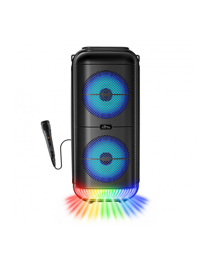 MEDIA-TECH BT POWER AUDIO DISCO Przenośny głośnik Bluetooth 5.3 z iluminacją typu disco KARAOKE radio FM MP3 50W RMS 900W PMPO główny