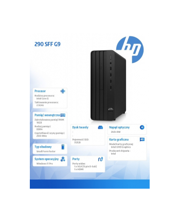 hp inc. Komputer 290SFF G9 i5-12400 512GB/16GB/DVD/W11P 6D324EA