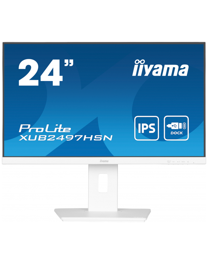 iiyama Monitor 24 cale XUB2497HSN-W2 IPS, USB-C Dock, HDMI, DP, 300cd, Pivot, HAS, biały główny