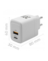 qoltec Ładowarka sieciowa 20W GaN | 5-20V | 1.5-3A | 1xUSB-C PD | 1xUSB QC 3.0 | Biała - nr 2