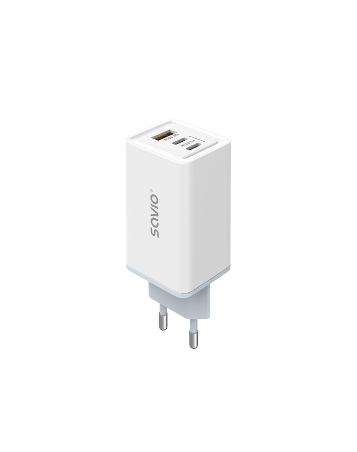 savio Ładowarka sieciowa 65W GaN LA-07 z kablem USB-A-USB typ C 1m, biała główny