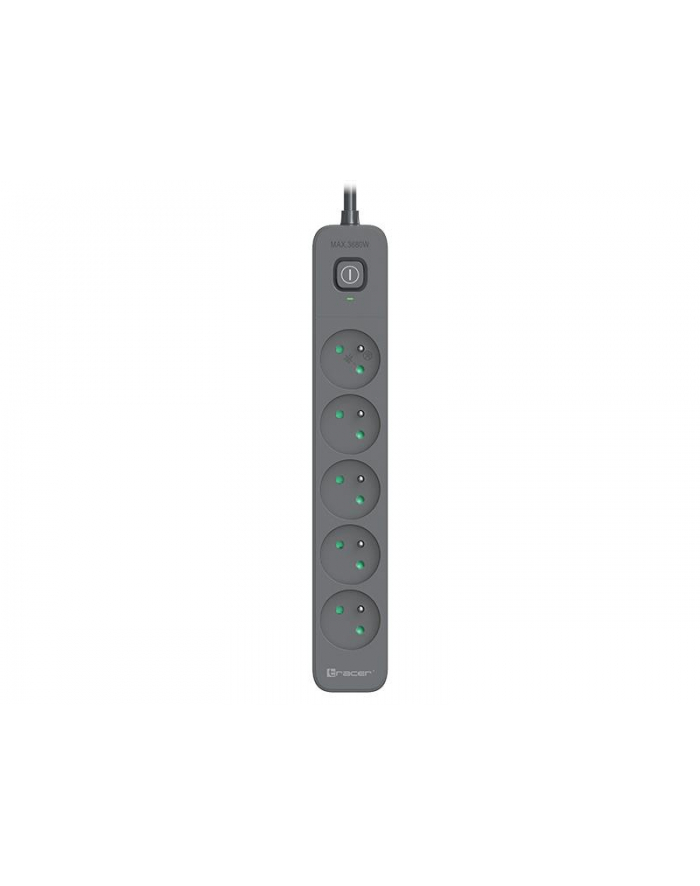 TRACER Listwa zasilająca antyprzepięciowa Power Line+ 3m Graphite 5 gniazd główny