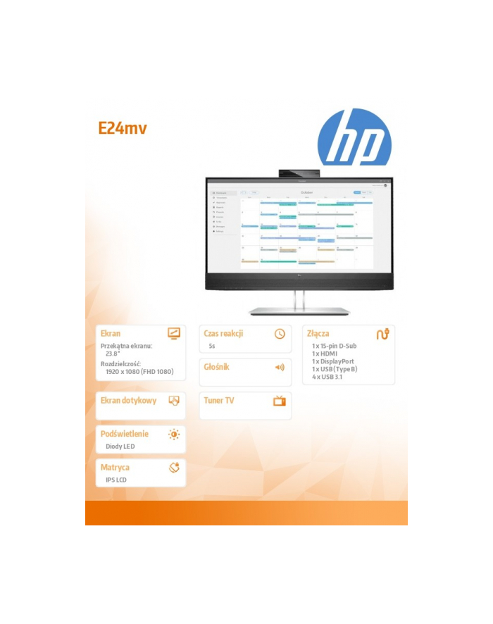 hp inc. Monitor E24mv G4 FHD Monitor Conferencing 169L0AA główny