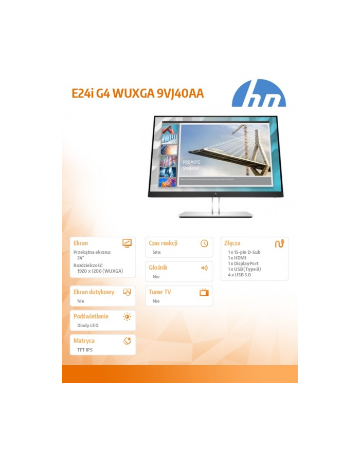 hp inc. Monitor E24i G4 WUXGA  9VJ40AA główny