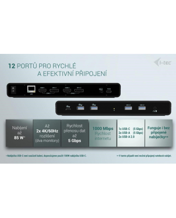 i-tec Stacja dokująca Universal Dual 4K Display Power Delivery 85W