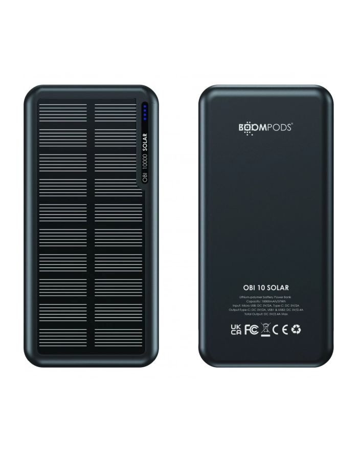 Boompods Obi 10,000mAh Solar Powerbank - Black główny
