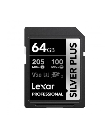 Karta pamięci Lexar Professional SILVER Plus SDXC 64GB R205/W100 V30