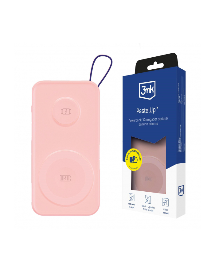 3mk pczerwonyection Powerbank 3mk PastelUp 10,000mAh 22.5W USB 1A1C - Pink główny