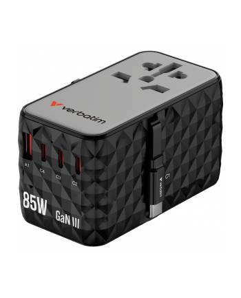 Adapter podróżny Verbatim Charge 'n' Travel GaN III globalny 4xUSB-C PD 3.0 QC 4+ 70W, 1xUSB-A QC 4+ 60W