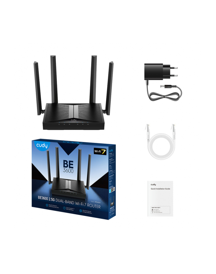 Router bezprzewodowy Cudy WR3600H WiFi 7 BE3600 Mesh 4xLAN 1xWAN 2,5GbE główny